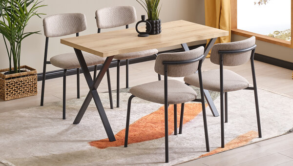 68*130 Sabit Kütük Masa Takımı - 