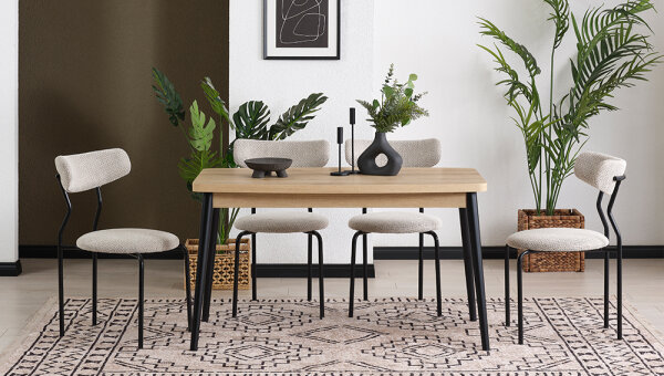 80*130 Sabit Elips Masa Takımı - 