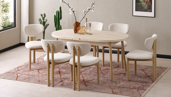 90*156 Kaşıklıklı Kelebek Masa Takımı - 