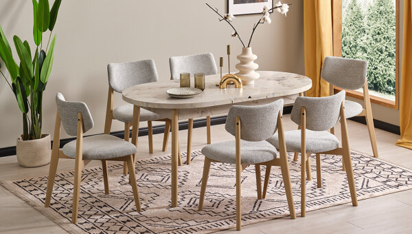 90*156 Kaşıklıklı Kelebek Masa Takımı - 