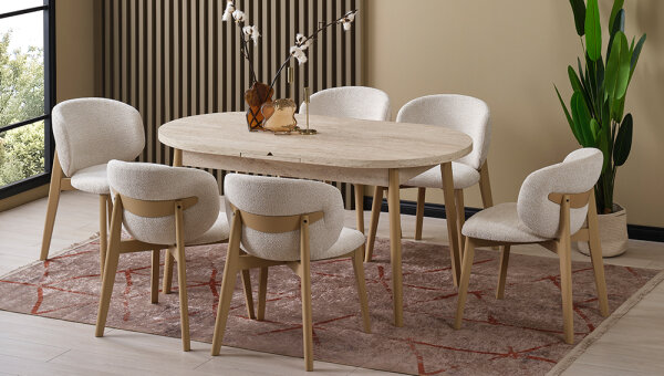 90*156 Kaşıklıklı Kelebek Masa Takımı - 