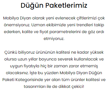 Mobilya Diyarı Düğün Paketi